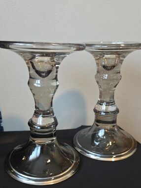 Mikasa Smokey Glass Candle Holders - Pair